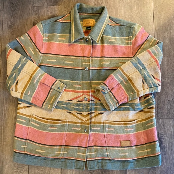 Lauren-RL Vintage Ralph Lauren Aztec Barn Jacket Coat Dry Goods Supply Size 2X - Picture 1 of 7